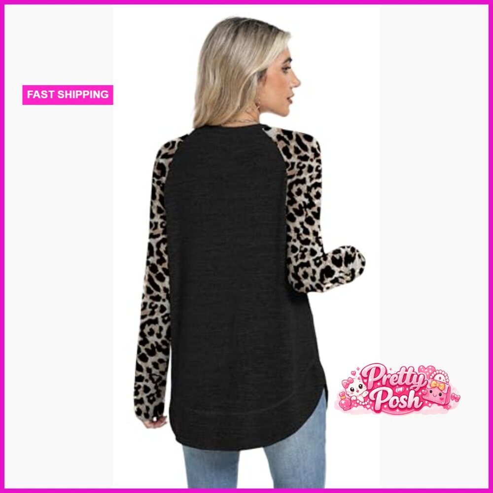 Long Sleeve Tunic Top Loose Fit Crew Neck Pullover Polyester Rayon Spandex - Picture 5 of 5